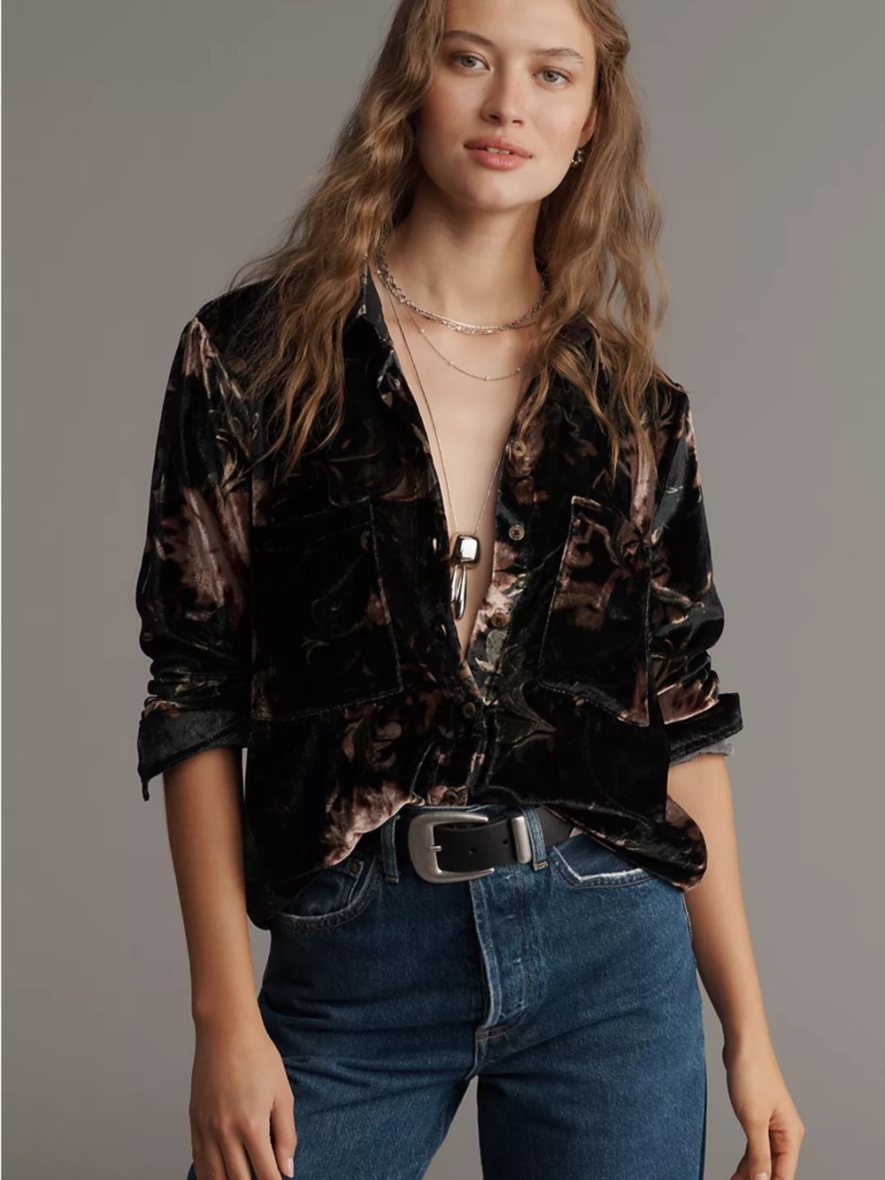 Anthropologie: Hadley Relaxed Velvet Button-Down Shirt